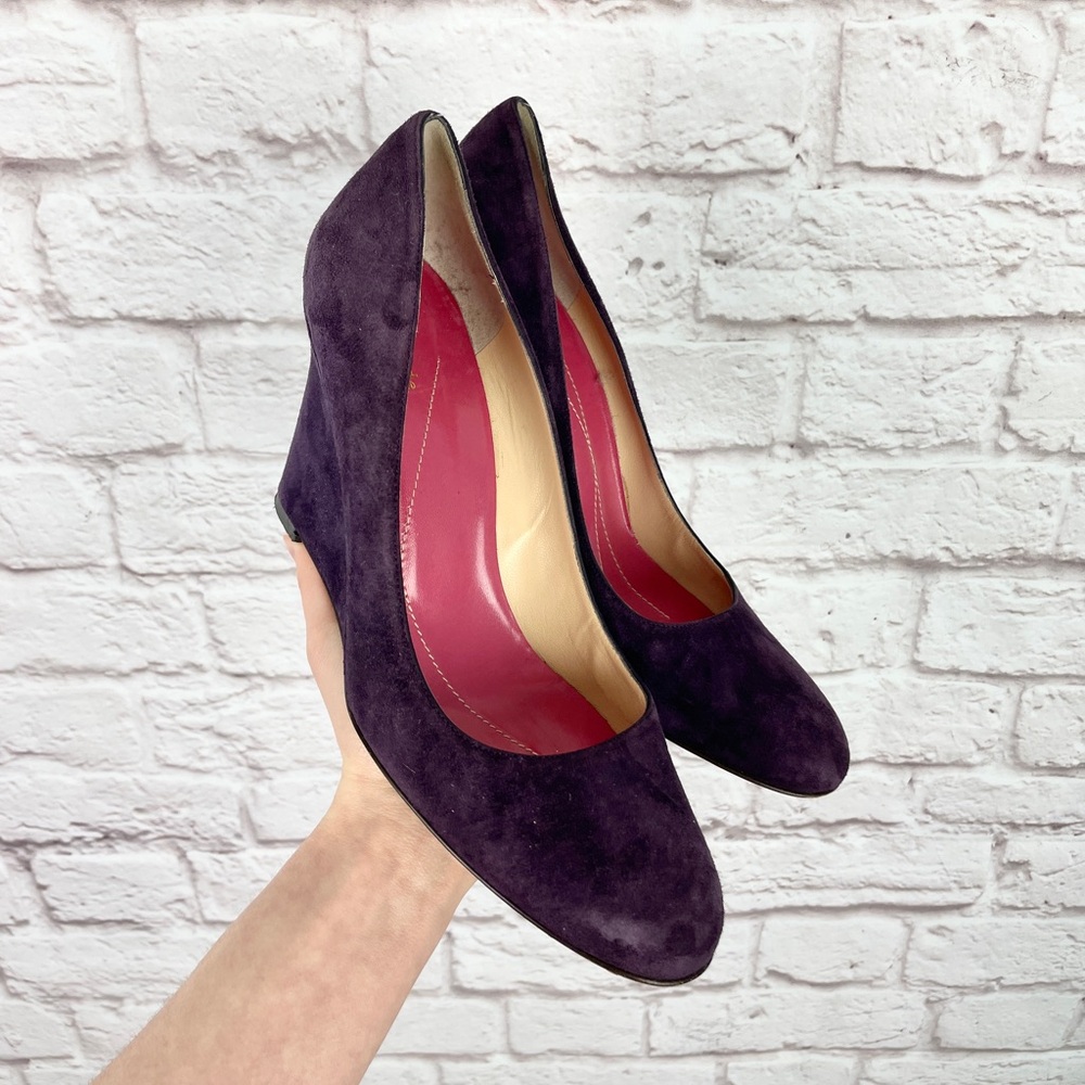 Kate Spade New York Plum Suede Wedge Pump Size 8.5